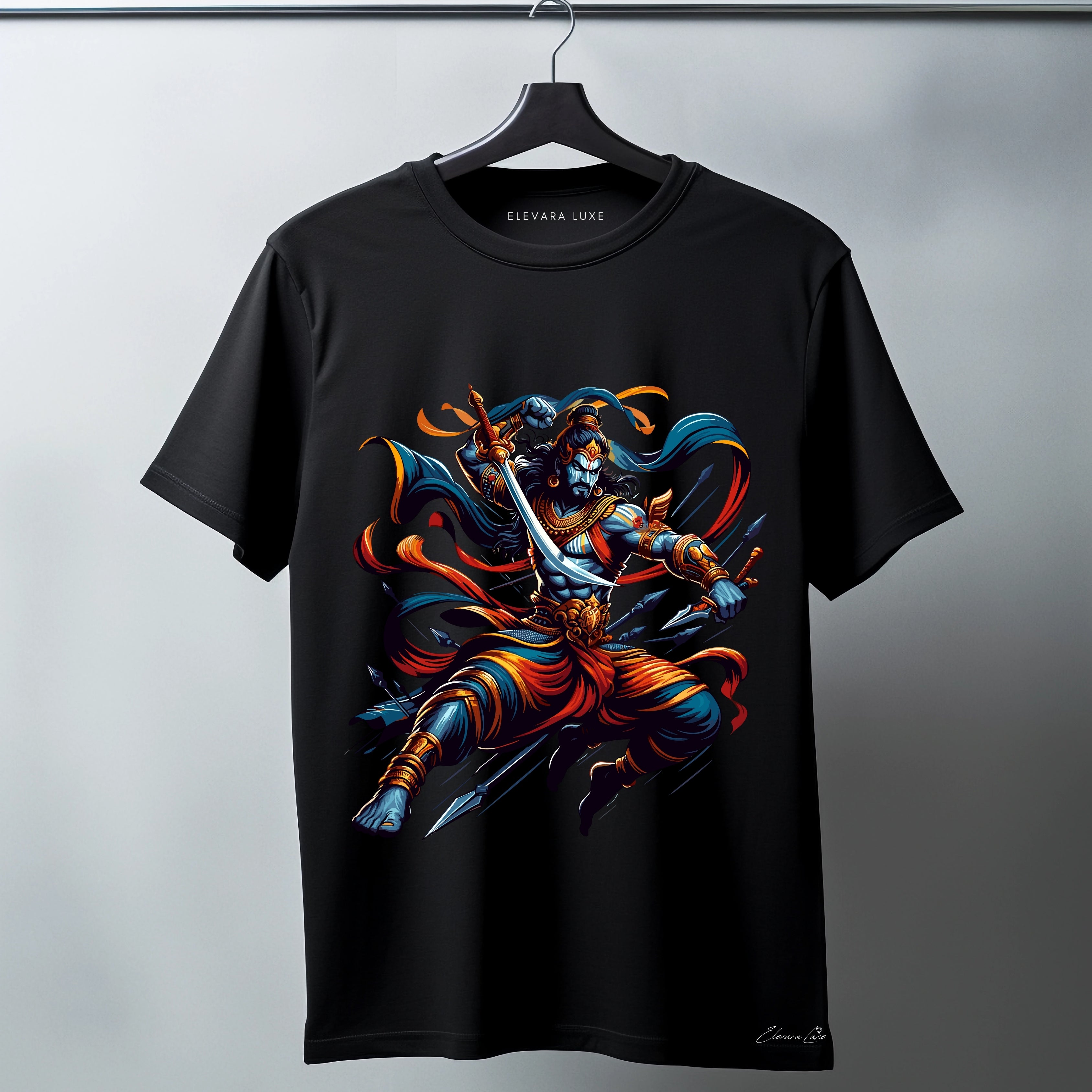 ELEVARA LUXE – KALKI Black Printed T-Shirts